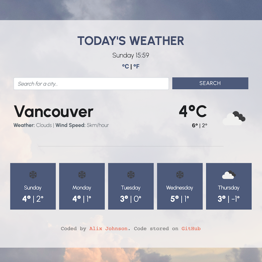 Weather App thumbnail from Javascript project